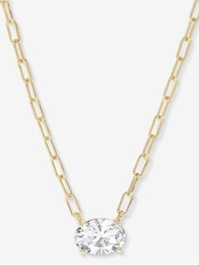 Melinda Maria Gold Chain Necklace with Clear Oval Crystal Pendant